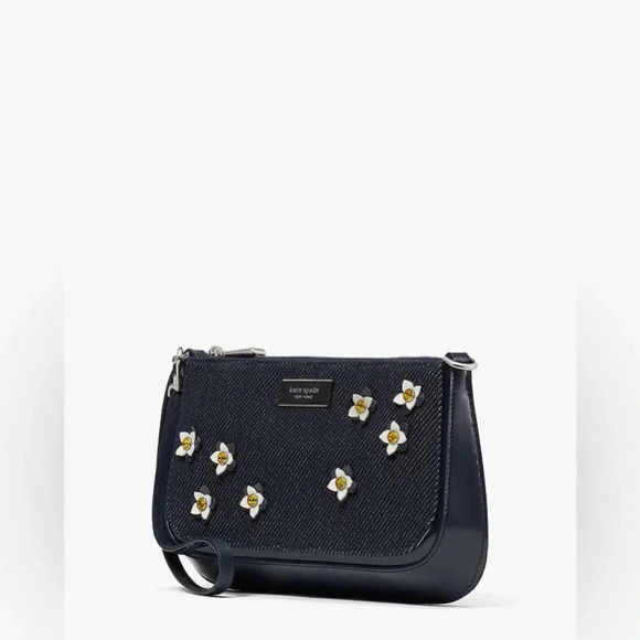 Sam Icon Floral Embellished Denim Mini Pochette - Picture 5 of 14